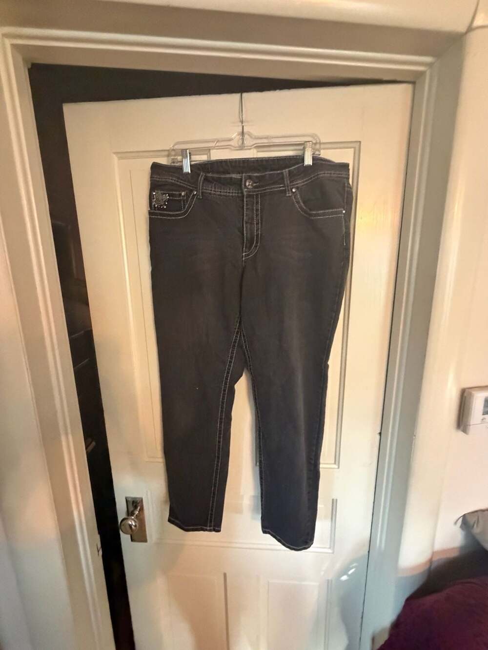 Faded Glory Women's Black Embellished Stretch Denim Jeans Size 18A